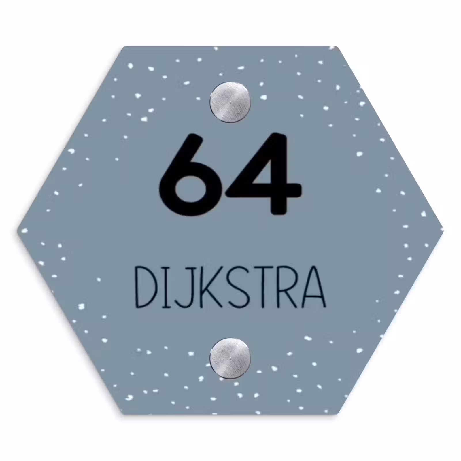 Naambordje voordeur - Hexagon - Grijsgroen met stippen - Modern — 1