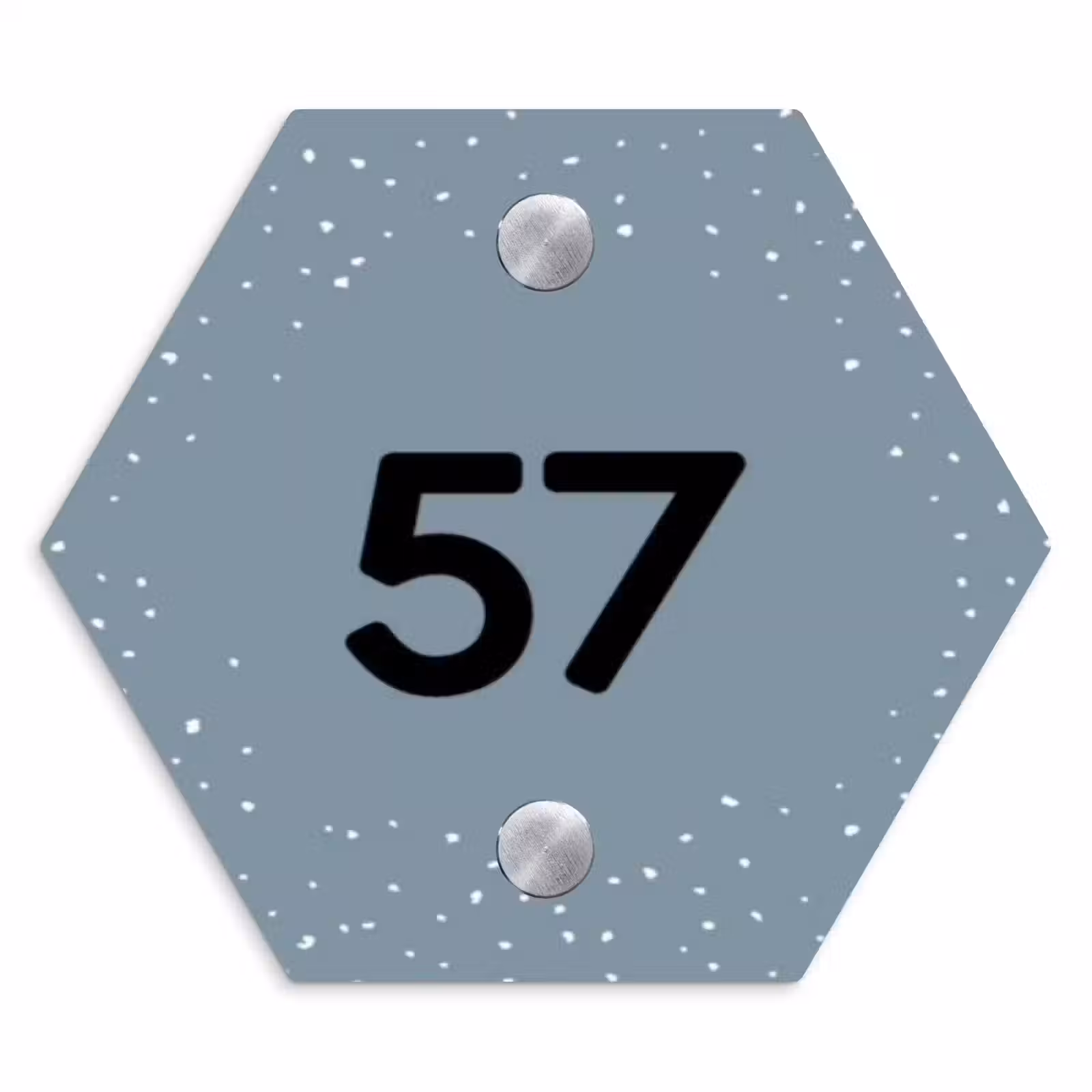 Naambordje voordeur - Hexagon - Grijsgroen met stippen - Traditioneel — 1