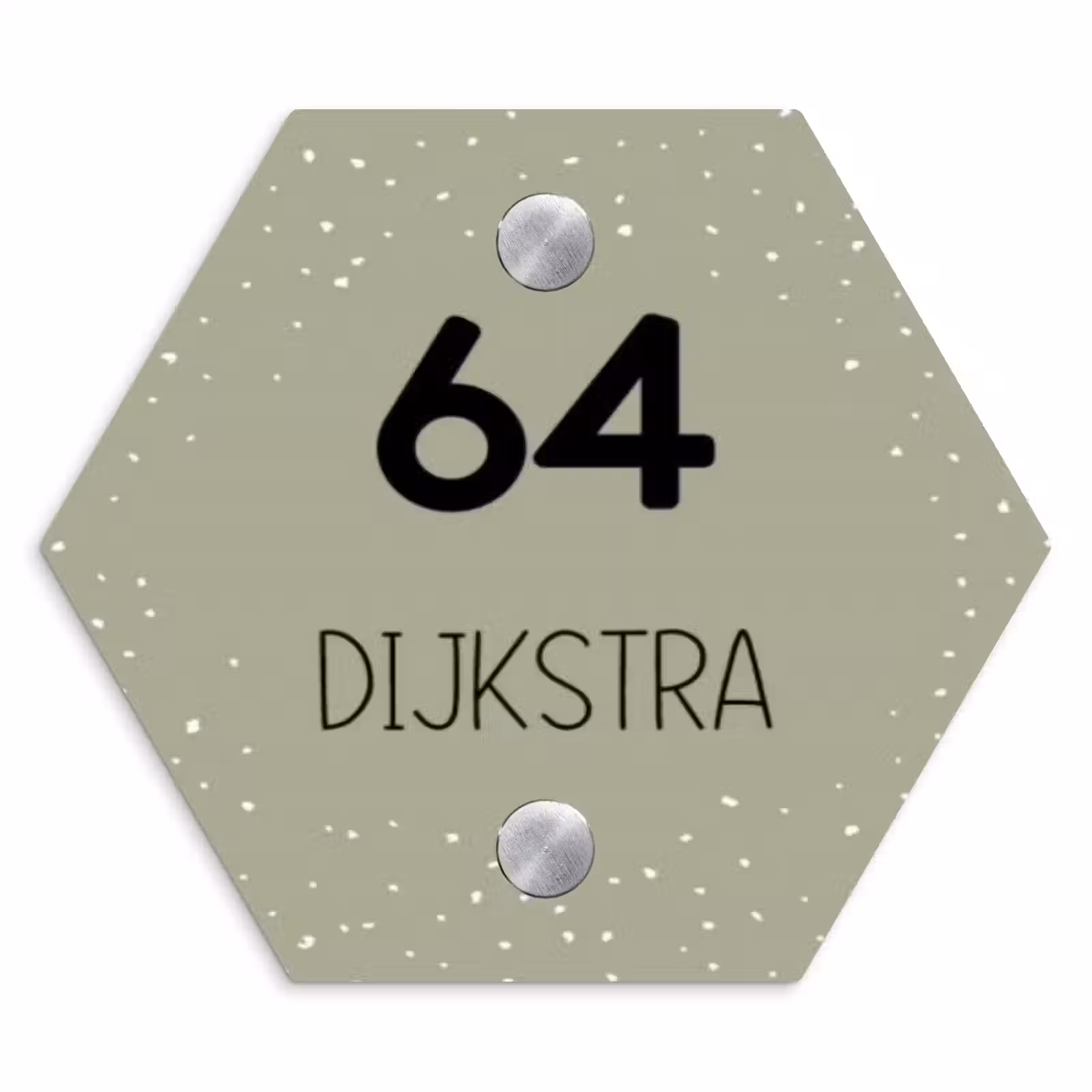 Naambordje voordeur - Hexagon - Olijfgroen met stippen - Modern — 1