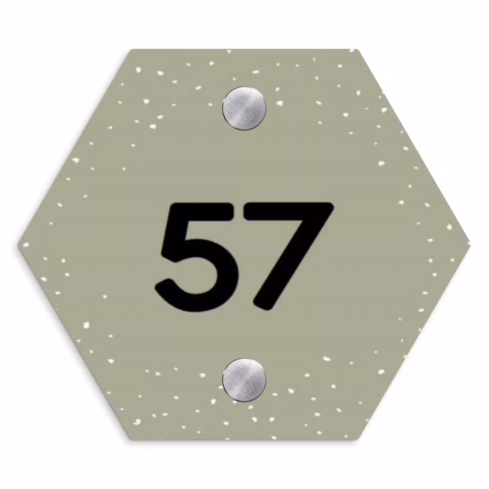 Naambordje voordeur - Hexagon - Olijfgroen met stippen - Traditioneel — 1