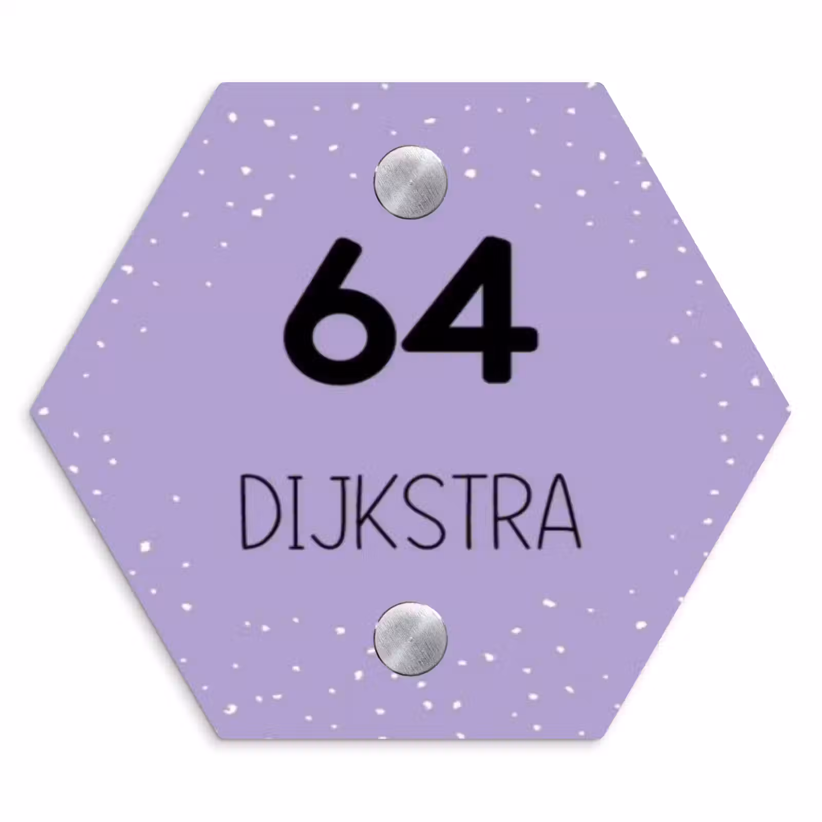 Naambordje voordeur - Hexagon - Paars met stippen - Modern — 1