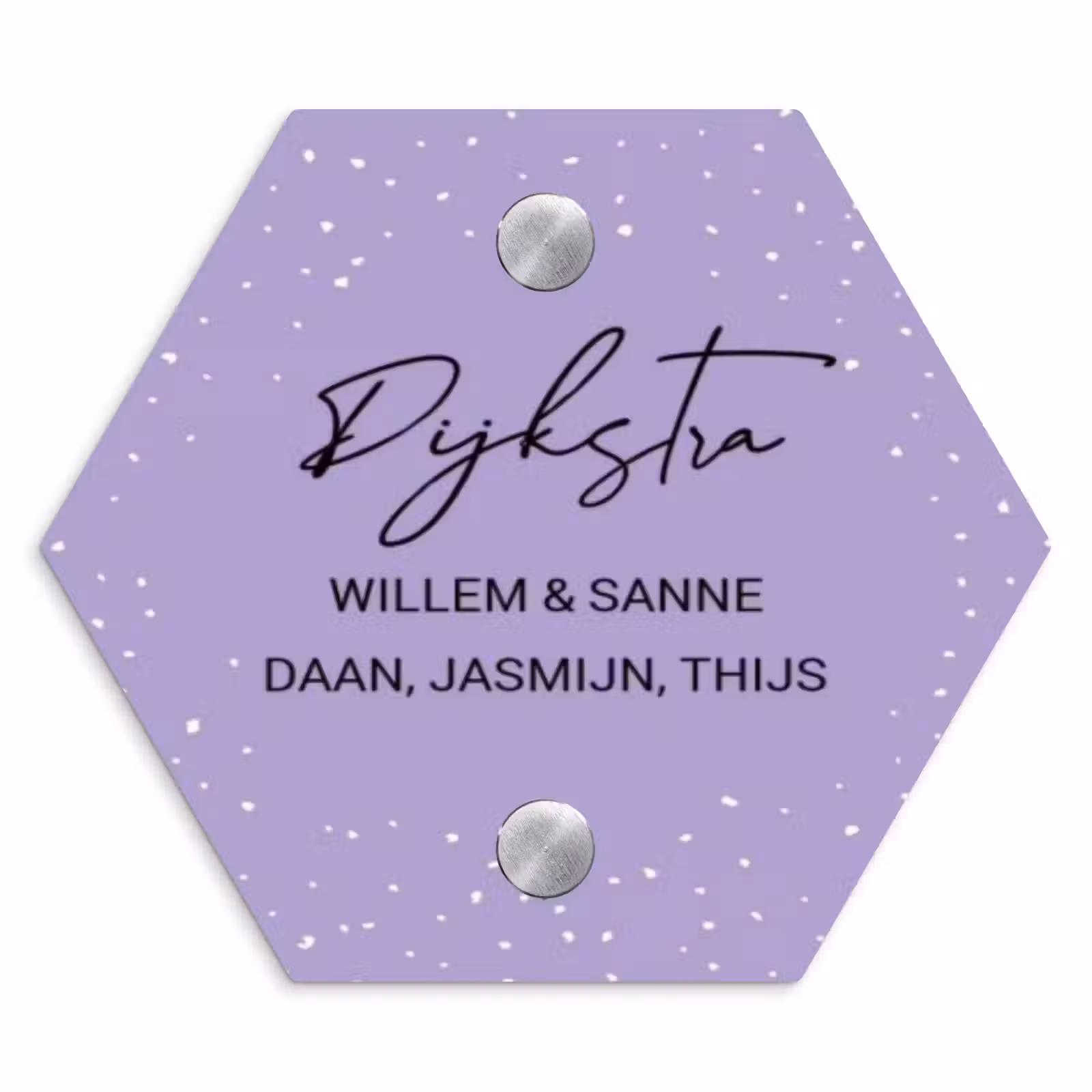 Naambordje voordeur - Hexagon - Paars met stippen - Sierlijk — 1