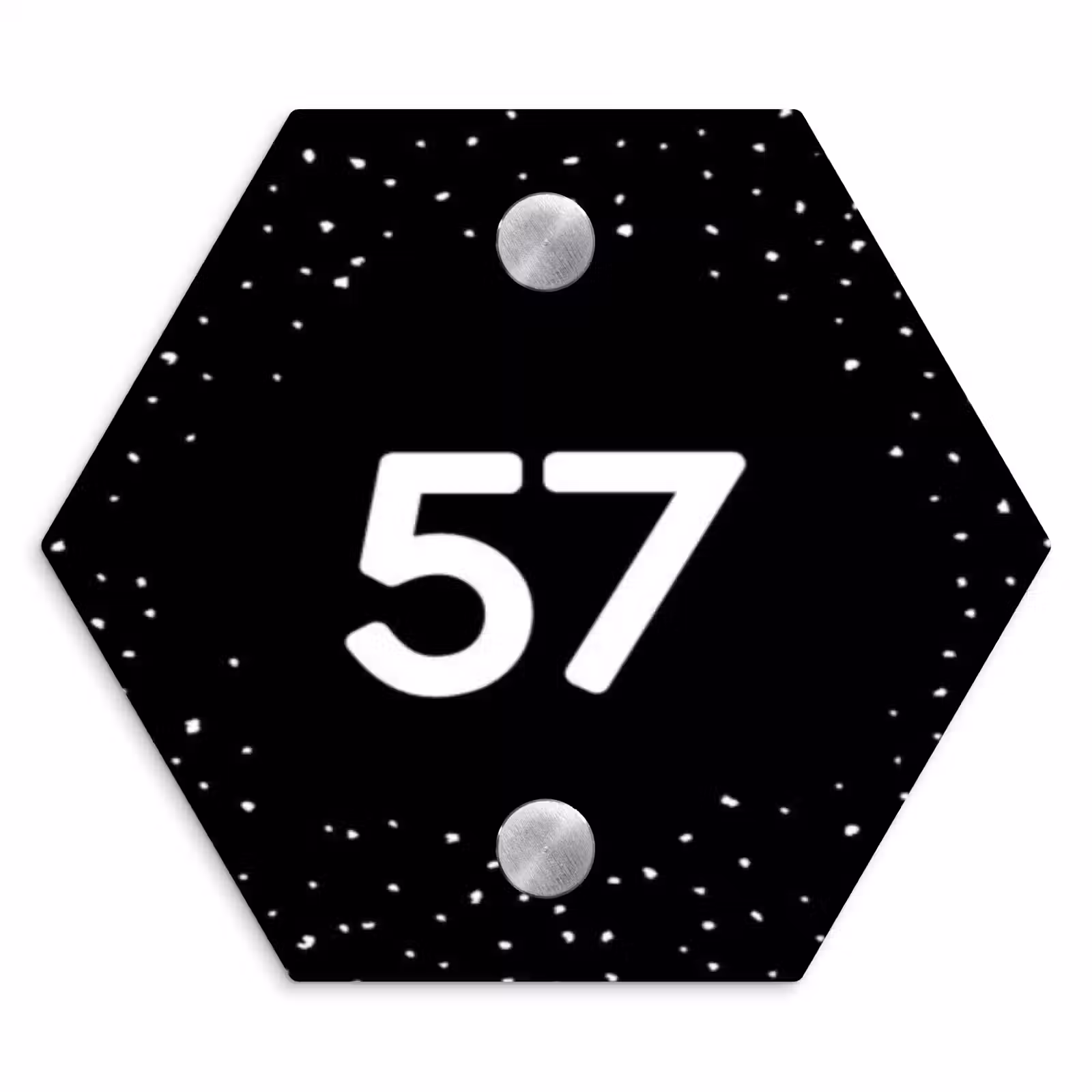 Naambordje voordeur - Hexagon - Zwart met stippen - Traditioneel — 1