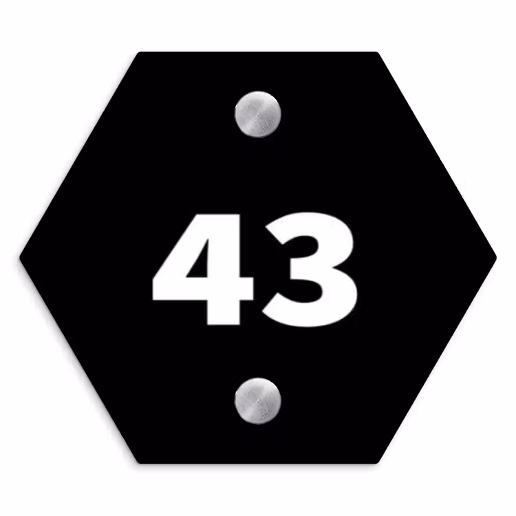Naambordje voordeur - Hexagon - Effen - Zwart - Traditioneel — 1