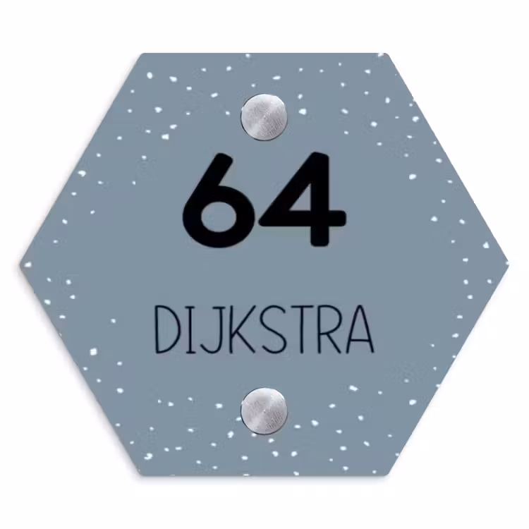 Naambordje voordeur - Hexagon - Grijsgroen met stippen - Modern — 1