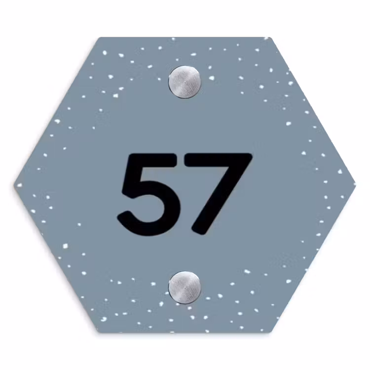 Naambordje voordeur - Hexagon - Grijsgroen met stippen - Traditioneel — 1