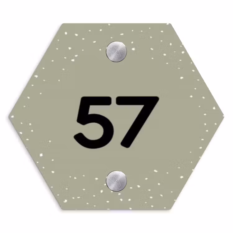 Naambordje voordeur - Hexagon - Olijfgroen met stippen - Traditioneel — 1