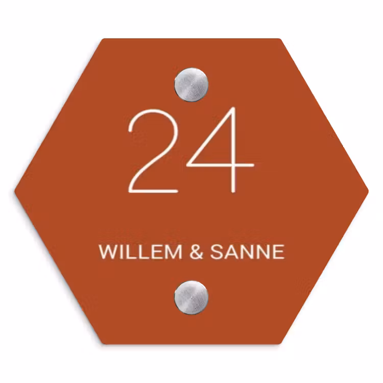 Naambordje voordeur - Hexagon - Roestbruin - Klassiek — 1