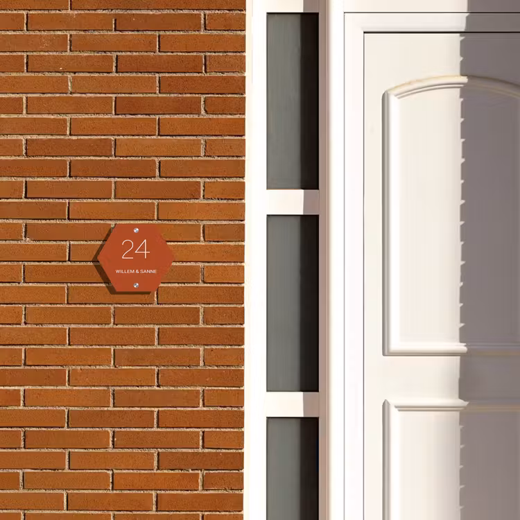 Naambordje voordeur - Hexagon - Roestbruin - Klassiek — 2
