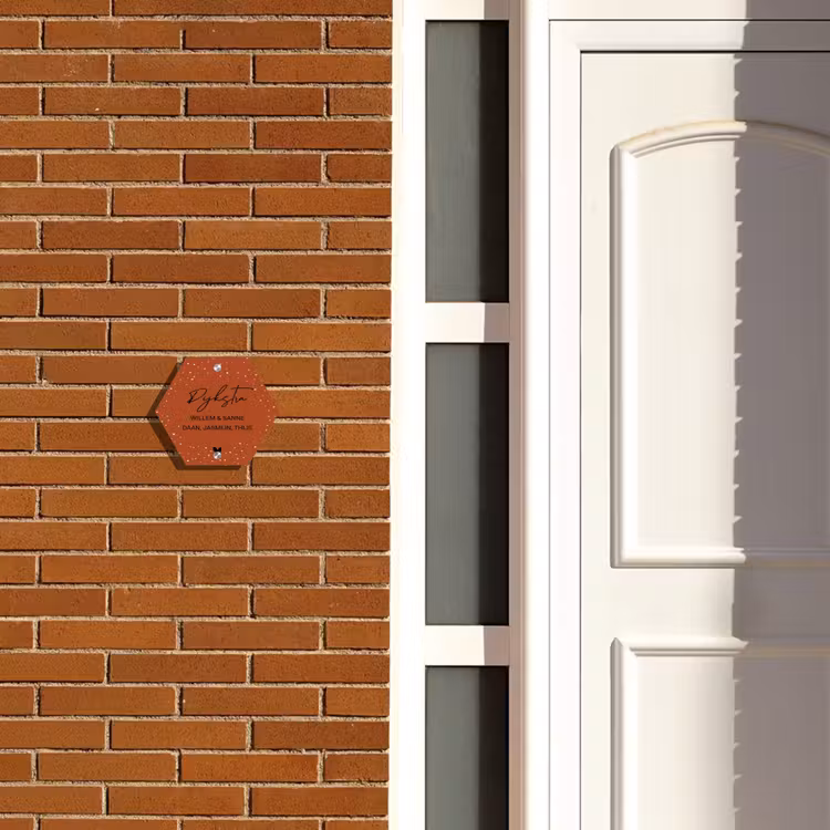 Naambordje voordeur - Hexagon - Roestbruin met stippen - Sierlijk — 2
