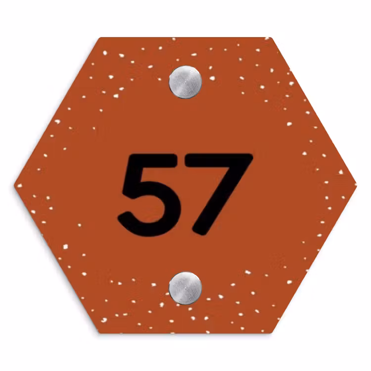 Naambordje voordeur - Hexagon - Roestbruin met stippen - Traditioneel — 1