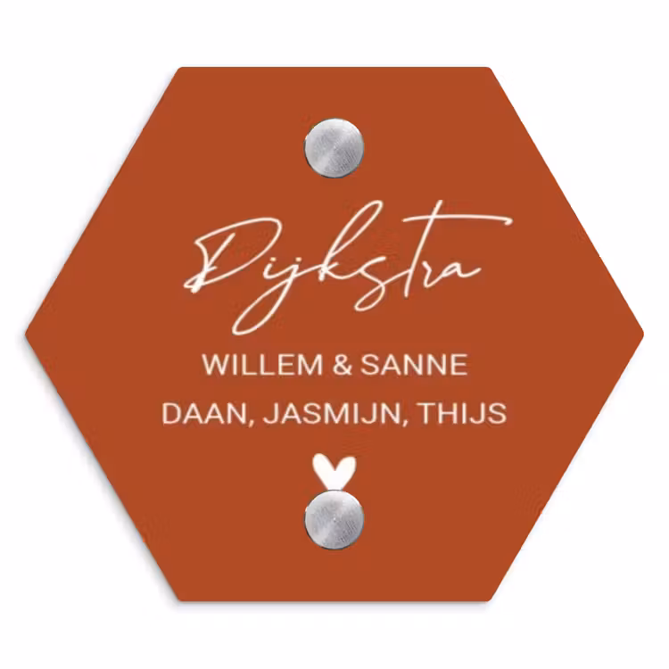 Naambordje voordeur - Hexagon - Roestbruin - Sierlijk — 1