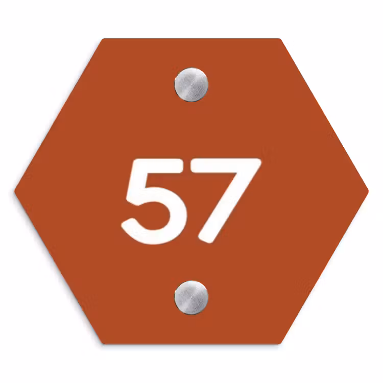 Naambordje voordeur - Hexagon - Roestbruin - Traditioneel — 1