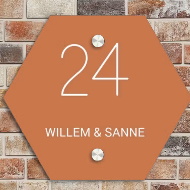 Naambordje voordeur - Hexagon - Terracotta - Klassiek — 4