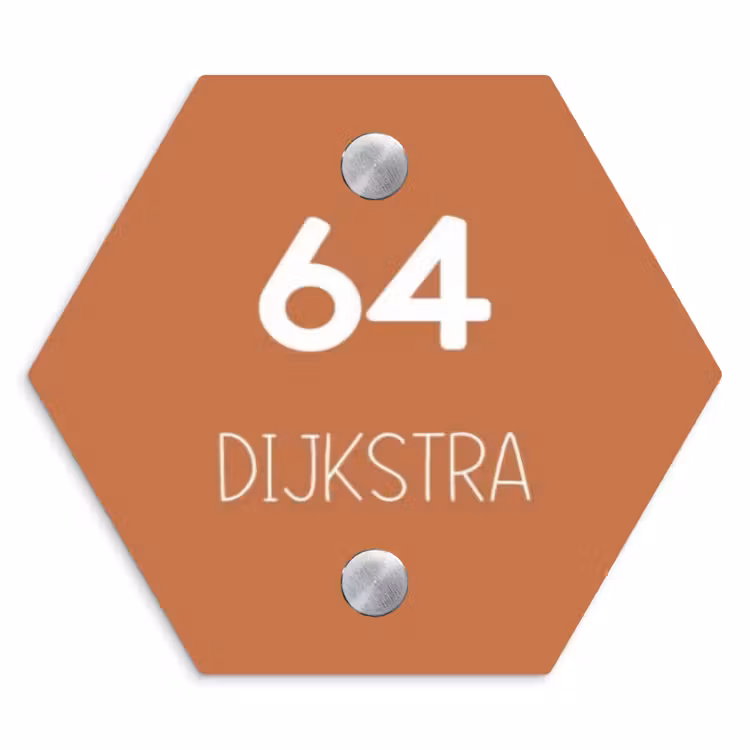 Naambordje voordeur - Hexagon - Terracotta - Modern — 1
