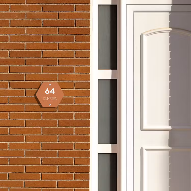 Naambordje voordeur - Hexagon - Terracotta - Modern — 2