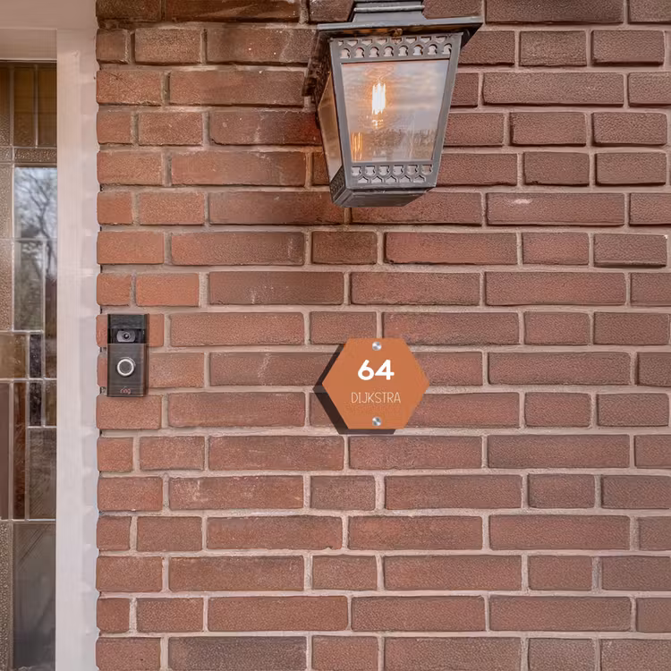 Naambordje voordeur - Hexagon - Terracotta - Modern — 3