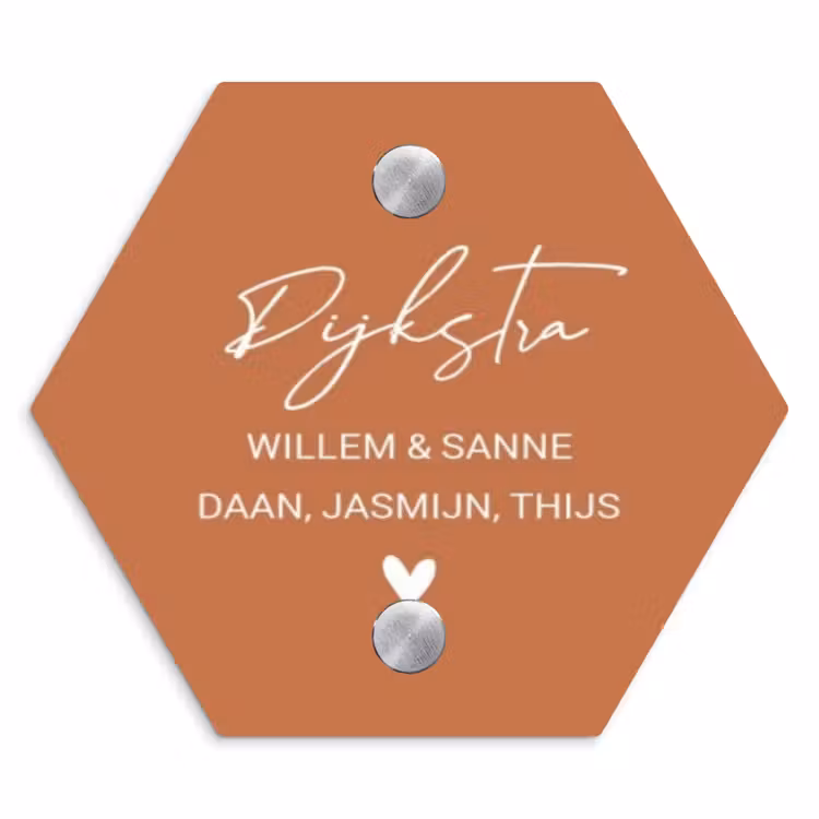Naambordje voordeur - Hexagon - Terracotta - Sierlijk — 1