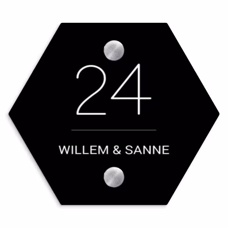 Naambordje voordeur - Hexagon - Zwart vlak - Klassiek — 1