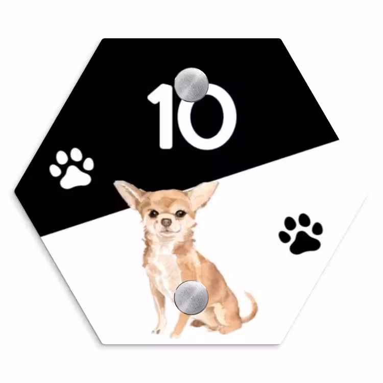Naambordje voordeur - Hexagon - Zwart wit - Huisdier - Chihuahua — 1