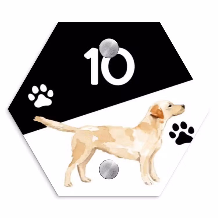 Naambordje voordeur - Hexagon - Zwart wit - Huisdier - Labrador — 1