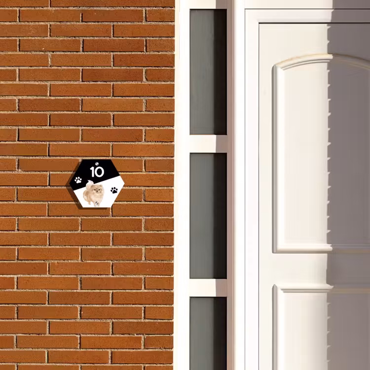Naambordje voordeur - Hexagon - Zwart wit - Huisdier - Pomeranian — 2