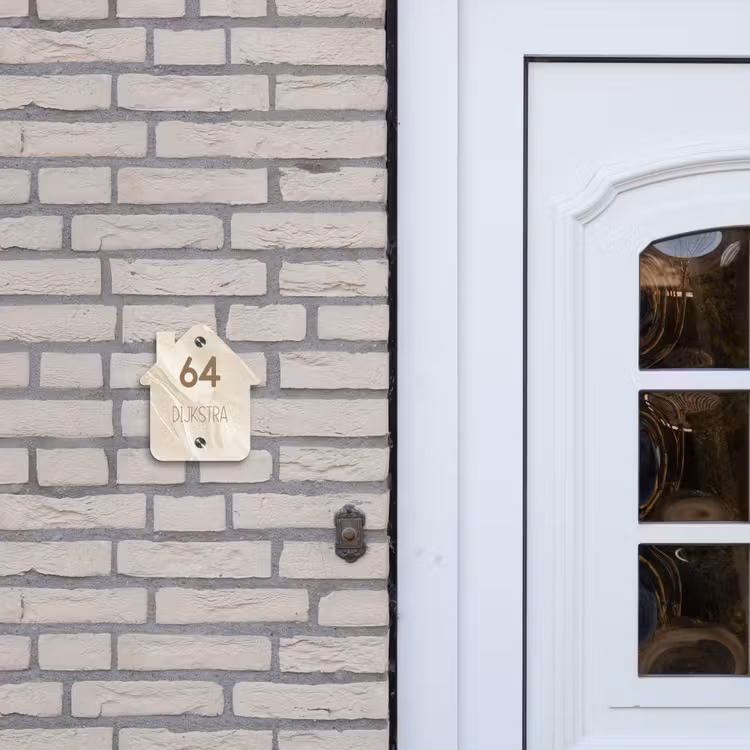 Naambordje voordeur - Huisjesvorm - Beige - Marmer - Modern — 2