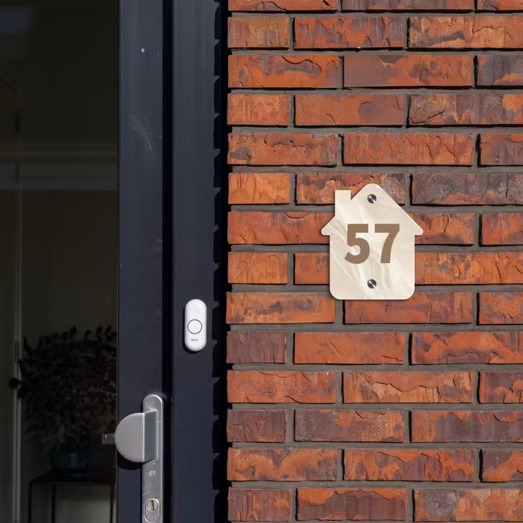 Naambordje voordeur - Huisjesvorm - Beige - Marmer - Traditioneel — 3