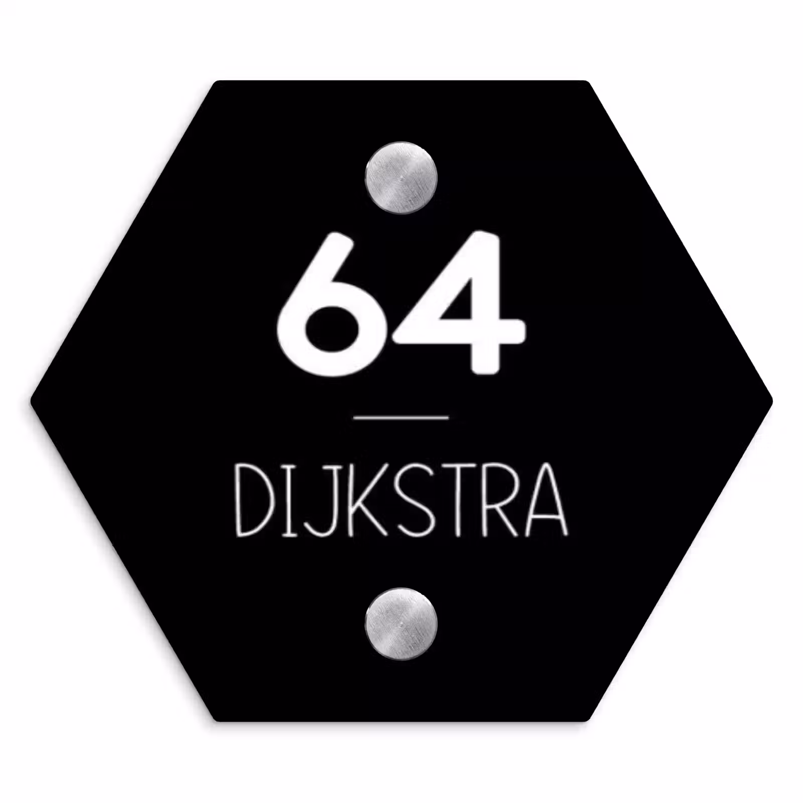 Naambordje voordeur - Hexagon - Zwart vlak - Modern — 1