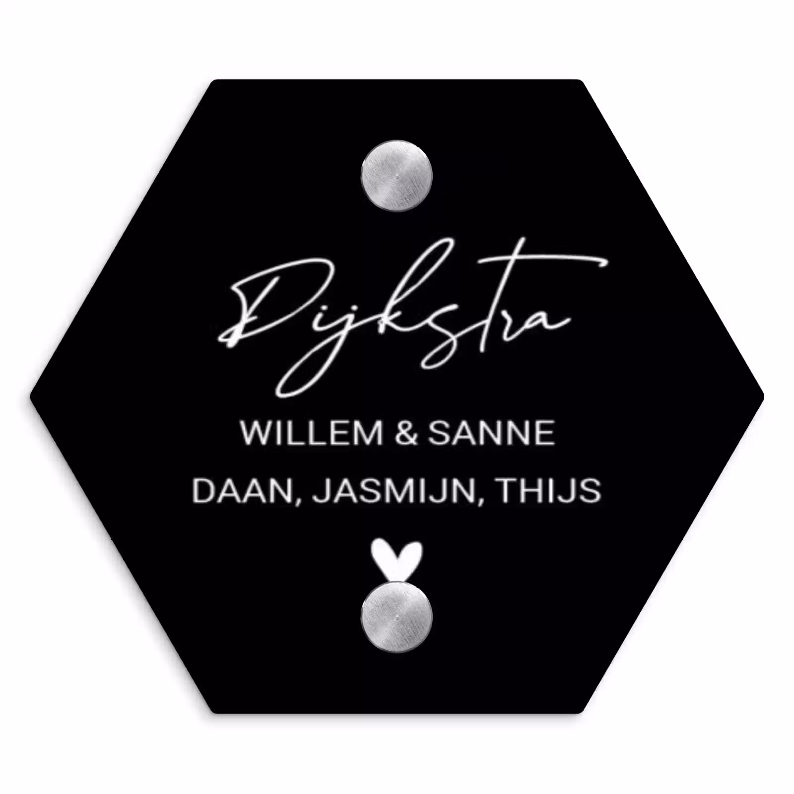 Naambordje voordeur - Hexagon - Zwart vlak - Sierlijk — 1