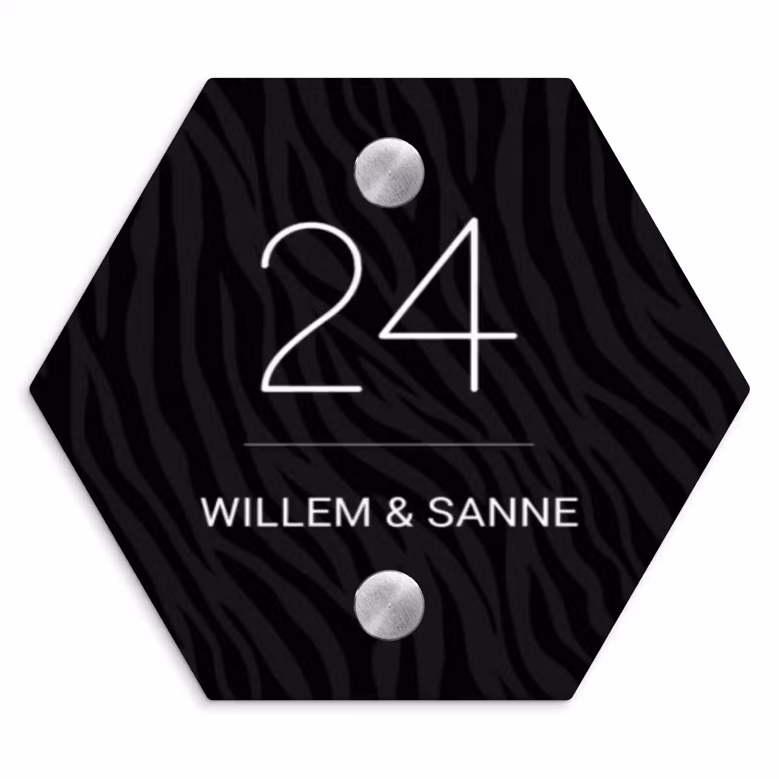 Naambordje voordeur - Hexagon - Zwart zebraprint - Klassiek — 1