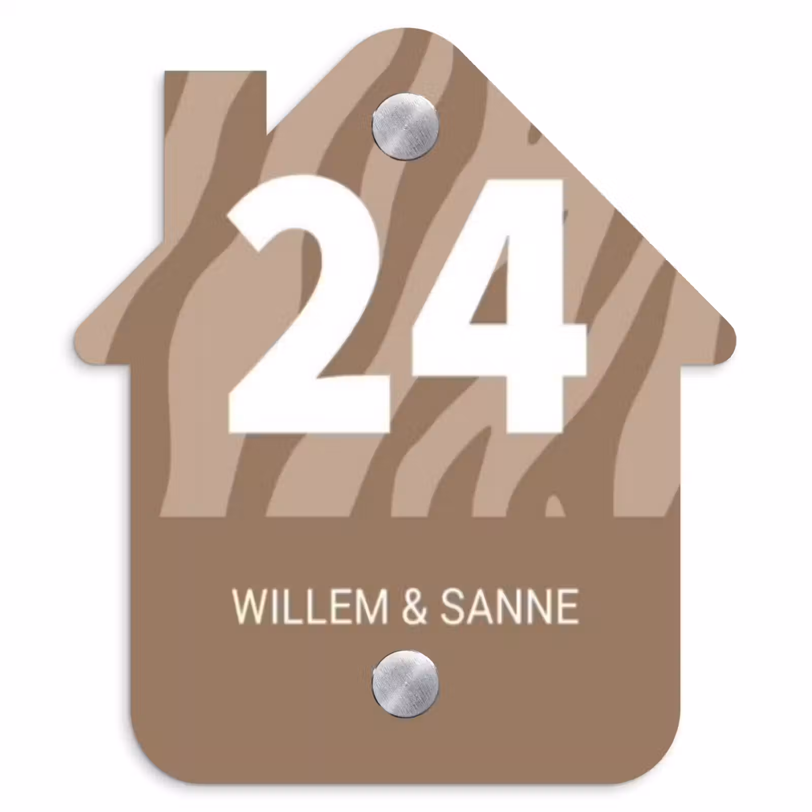 Naambordje voordeur - Huisjesvorm - Beige zebra - Klassiek — 1