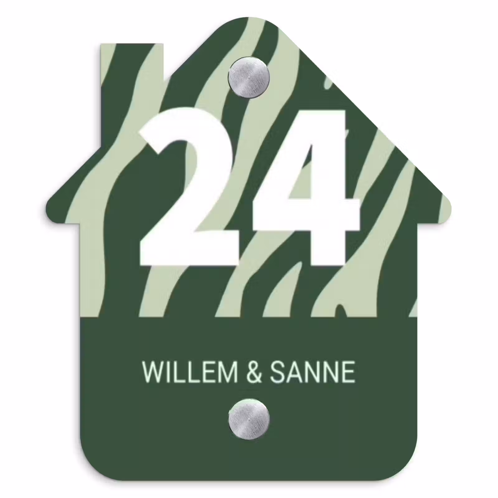 Naambordje voordeur - Huisjesvorm - Groen zebra - Klassiek — 1