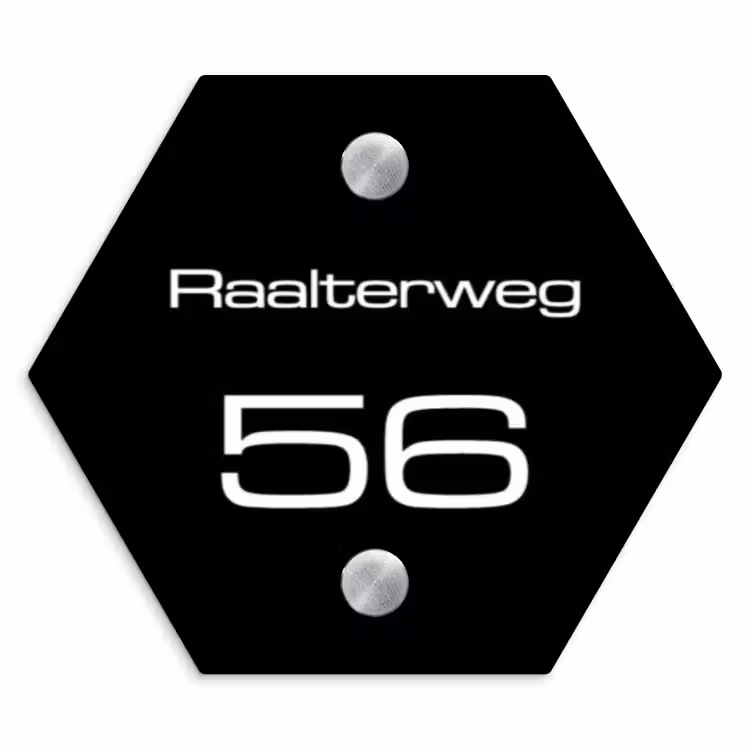 Naambordje voordeur - Hexagon - Effen - Zwart - Modern — 1