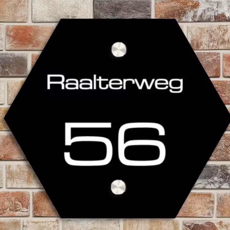 Naambordje voordeur - Hexagon - Effen - Zwart - Modern — 4