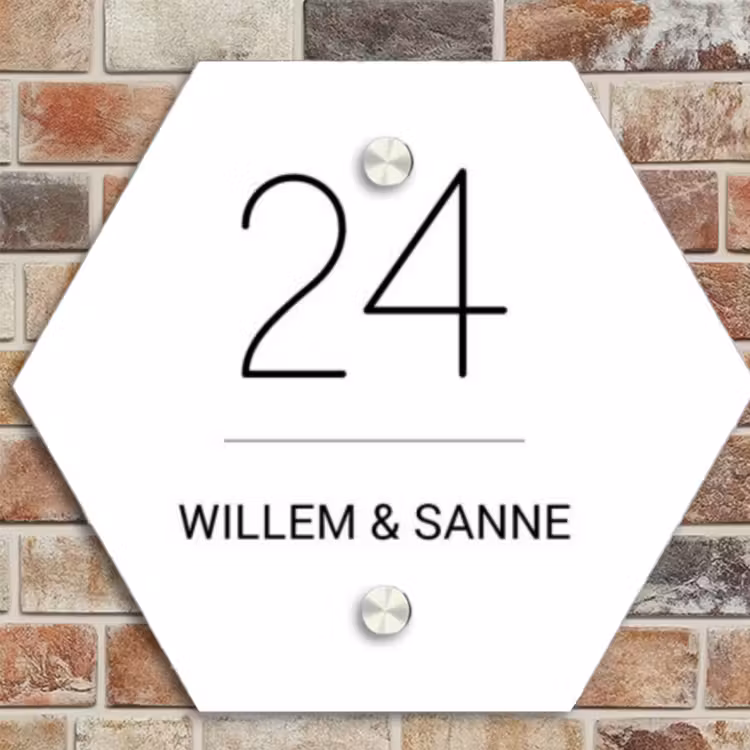 Naambordje voordeur - Hexagon - Wit vlak - Klassiek — 4