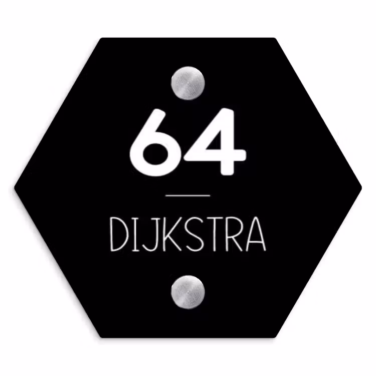 Naambordje voordeur - Hexagon - Zwart vlak - Modern — 1