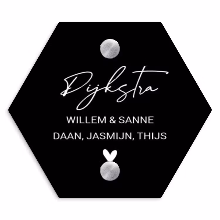 Naambordje voordeur - Hexagon - Zwart vlak - Sierlijk — 1