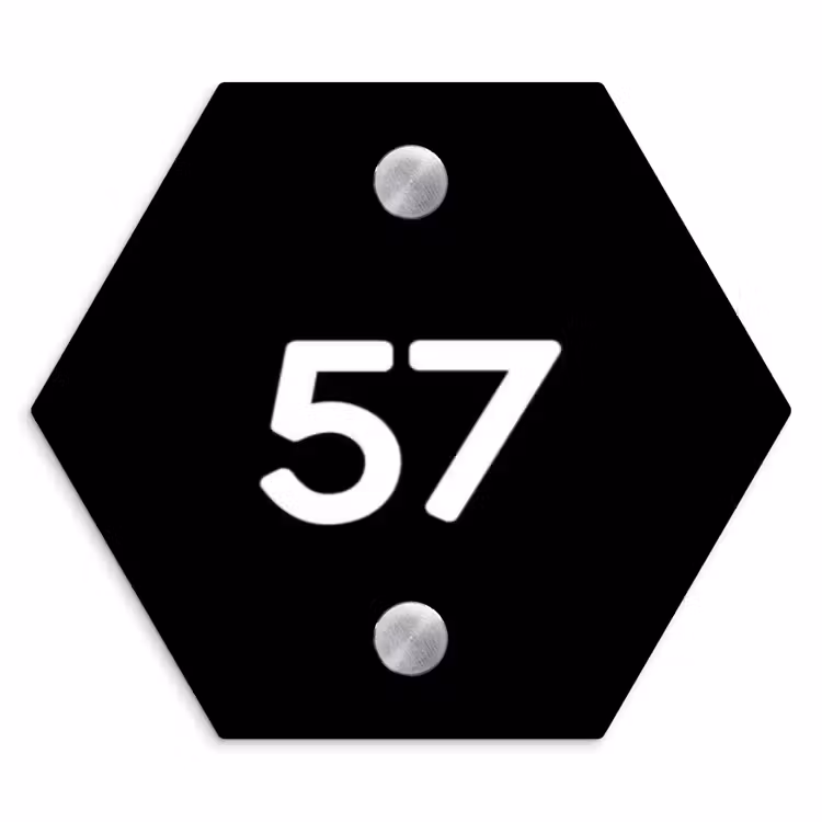Naambordje voordeur - Hexagon - Zwart vlak - Traditioneel — 1