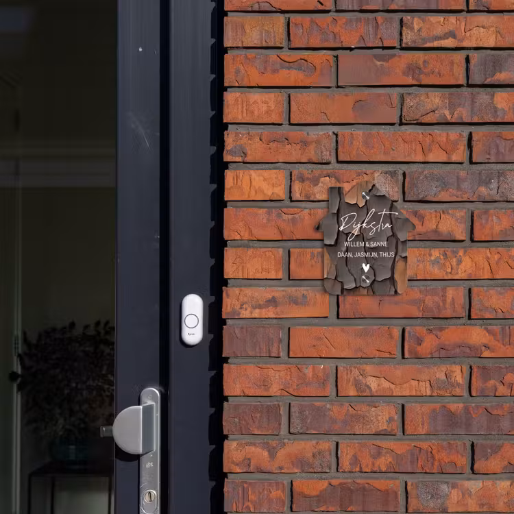 Naambordje voordeur - Huisjesvorm - Boomschors - Sierlijk — 3