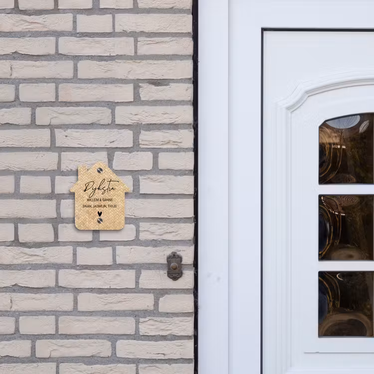 Naambordje voordeur - Huisjesvorm - Gevlochten - Riet - Sierlijk — 2