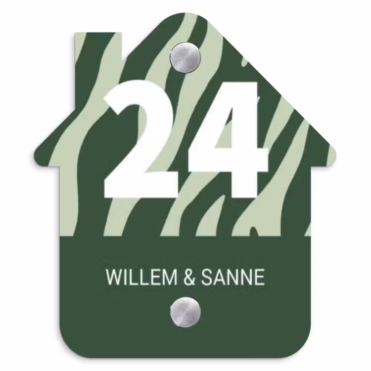 Naambordje voordeur - Huisjesvorm - Groen zebra - Klassiek — 1