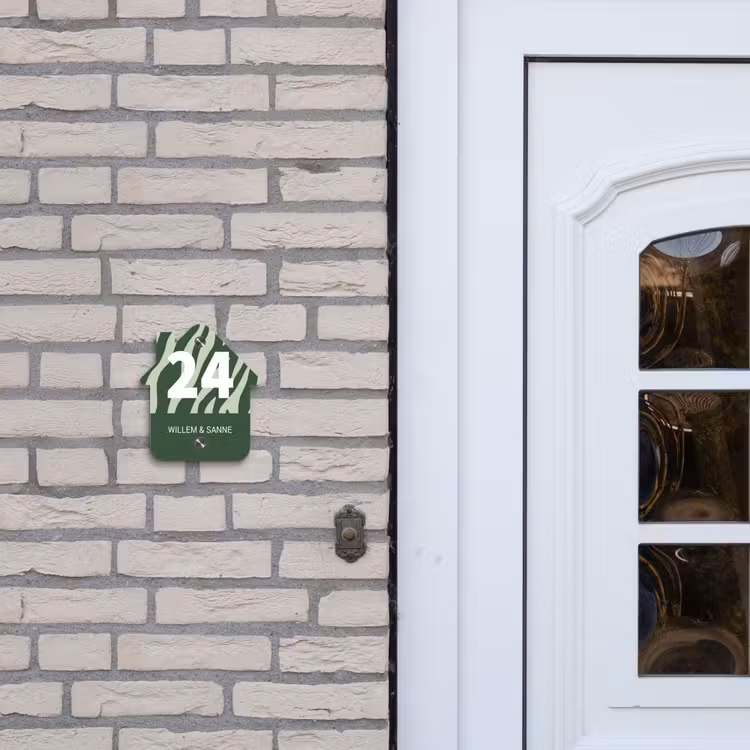 Naambordje voordeur - Huisjesvorm - Groen zebra - Klassiek — 2