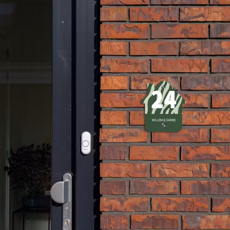Naambordje voordeur - Huisjesvorm - Groen zebra - Klassiek — 3