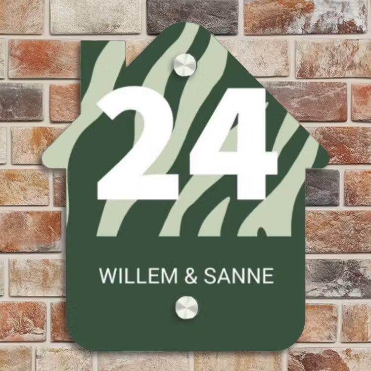 Naambordje voordeur - Huisjesvorm - Groen zebra - Klassiek — 4