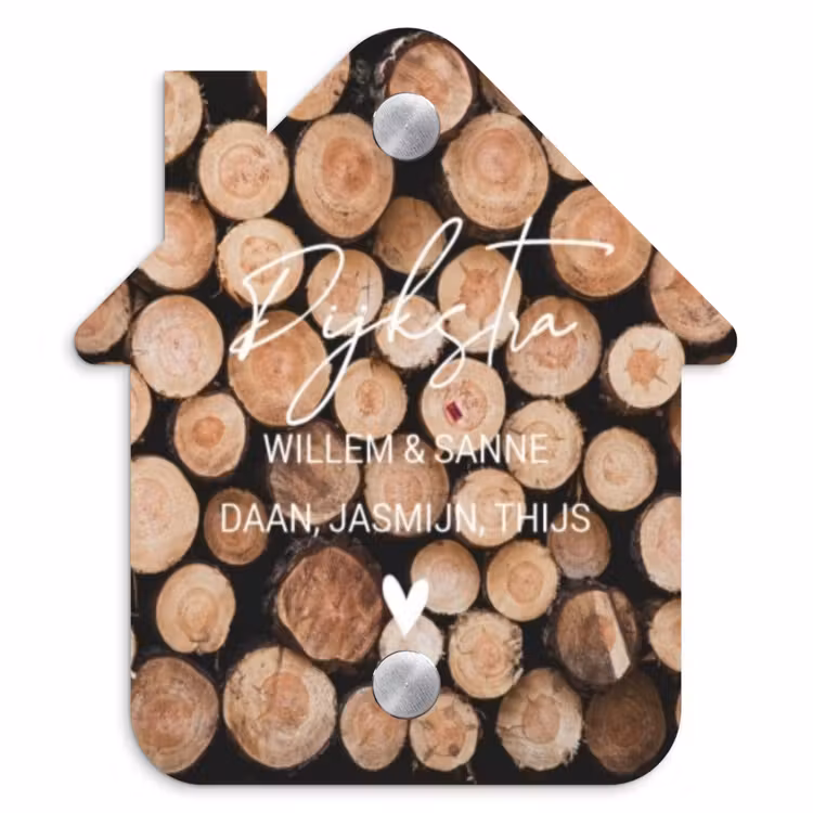 Naambordje voordeur - Huisjesvorm - Houtstapel - Sierlijk — 1
