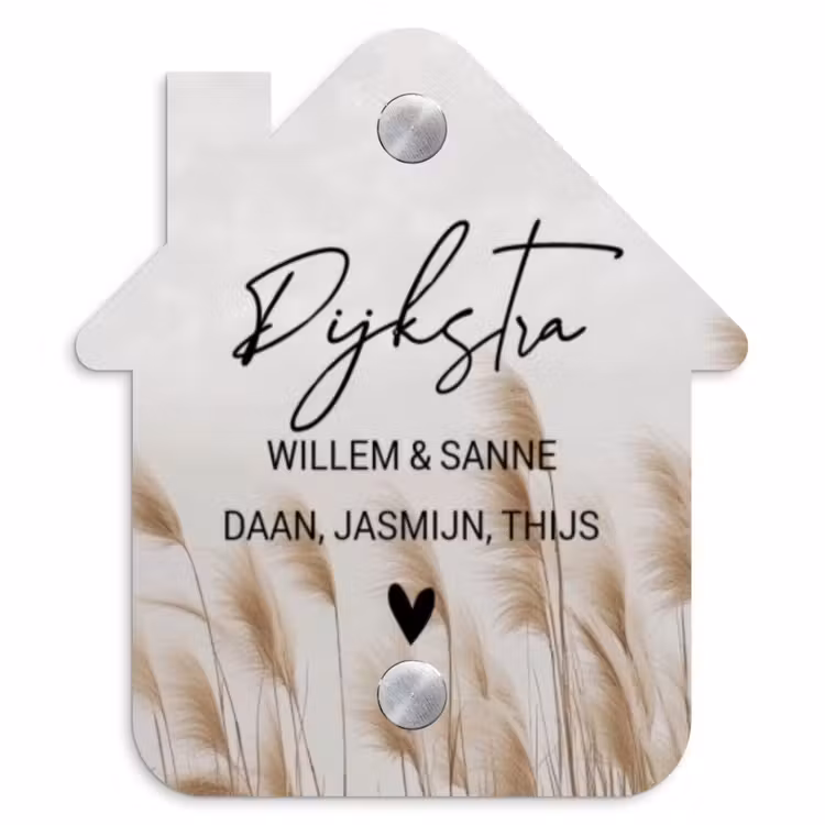 Naambordje voordeur - Huisjesvorm - Pampasgras - Sierlijk — 1