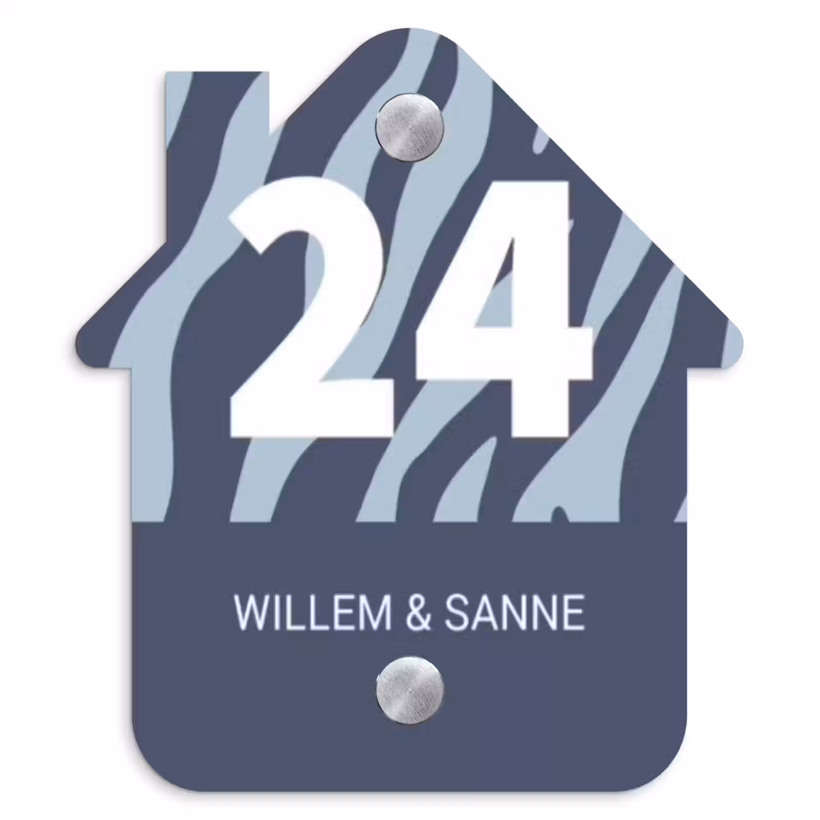 Naambordje voordeur - Huisjesvorm - Blauw zebra - Klassiek — 1