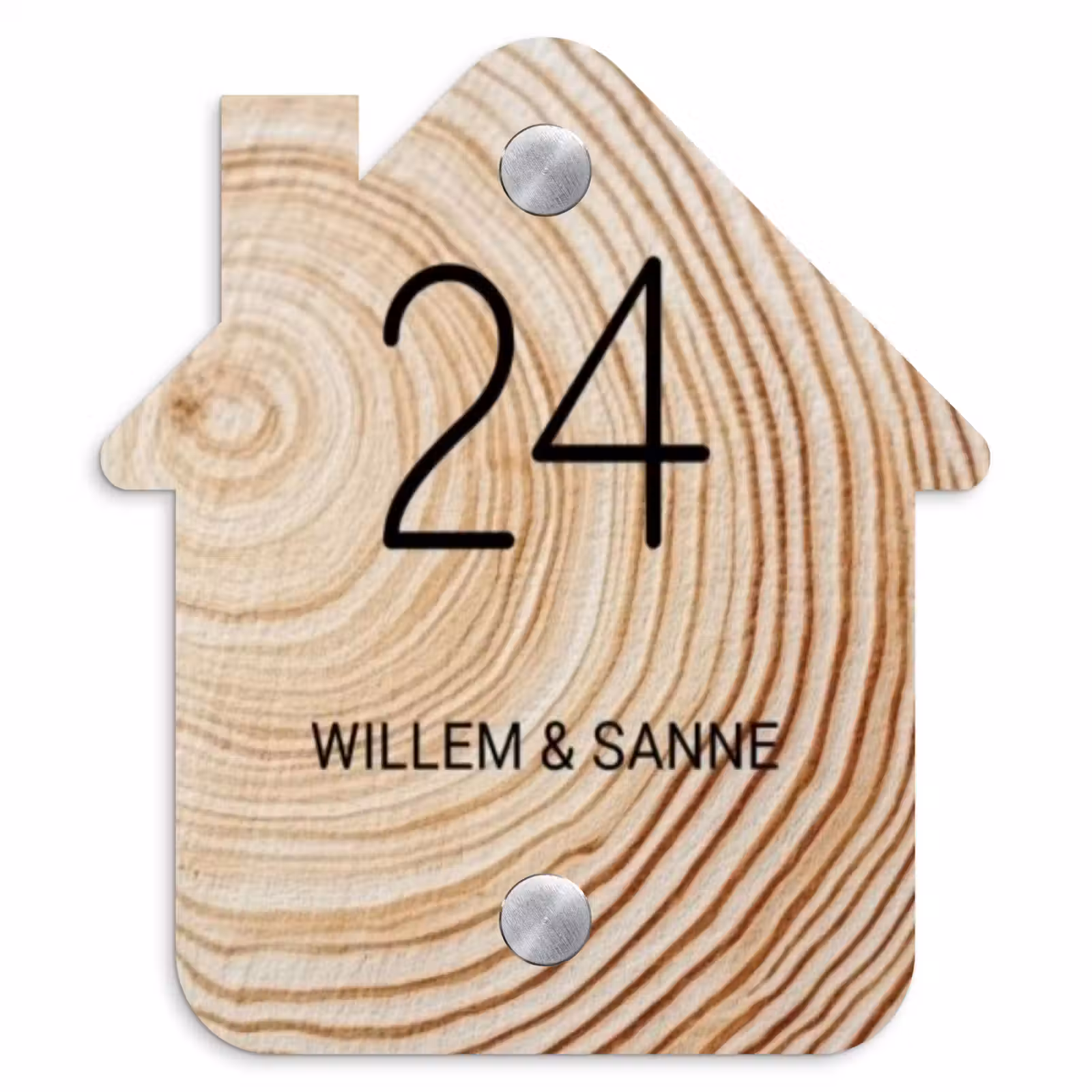Naambordje voordeur - Huisjesvorm - Houten nerf - Klassiek — 1