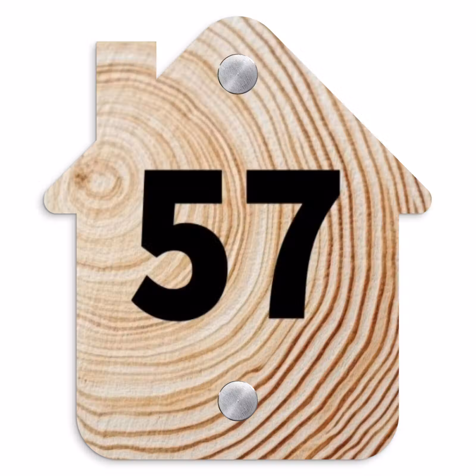 Naambordje voordeur - Huisjesvorm - Houten nerf - Traditioneel — 1
